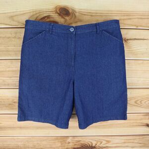 White Stag‎ Shorts High Rise Womens Size 18 Blue Cotton Blend Pockets Belt Loops